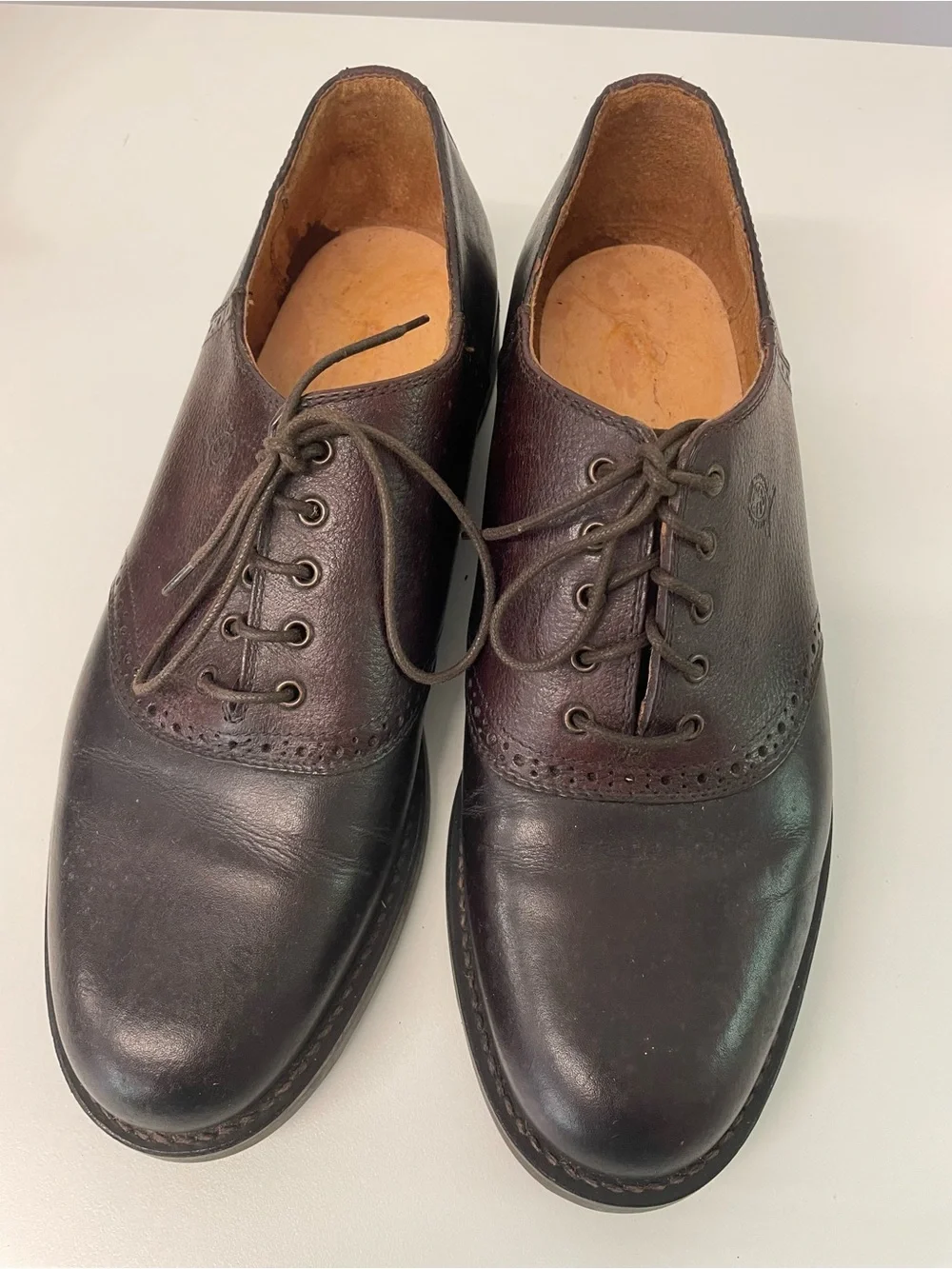 Tommy Hilfiger Men's Dark Brown Two-Tone Leather Oxfords